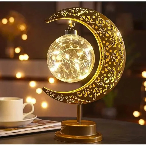 Enchanted Hanging Lunar Star  Crescent Moon Lamp Battery Opperated, Cordless, - Picture 4 of 5